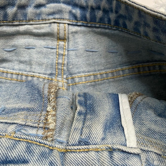 Tassel Inlaid Denim Shorts A-line Shorts Rhinestone Ostrich Feather Frayed - Picture 9 of 15